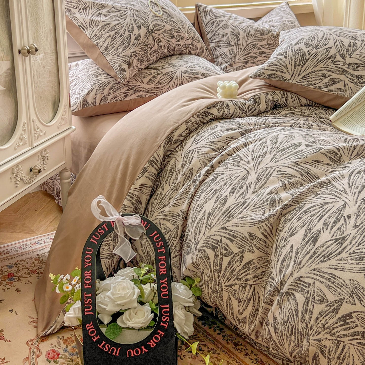 91家纺网 家纺一手货源 找家纺 田野 2025新款全棉13360加厚磨毛印花四件套 雅琪-卡其