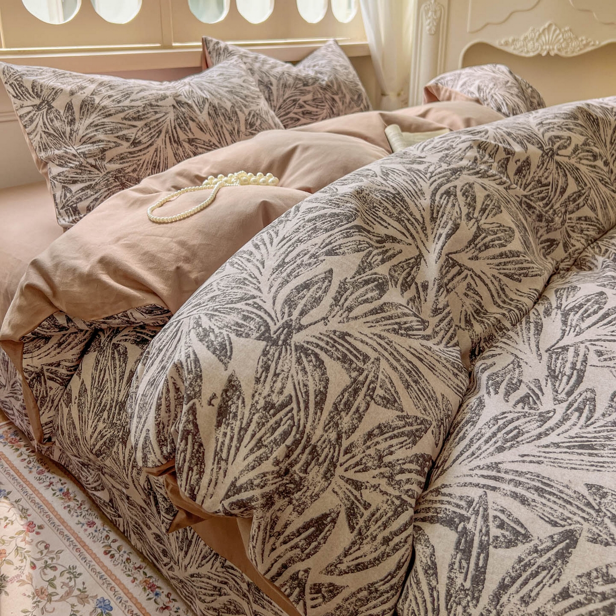 91家纺网 家纺一手货源 找家纺 田野 2025新款全棉13360加厚磨毛印花四件套 雅琪-卡其