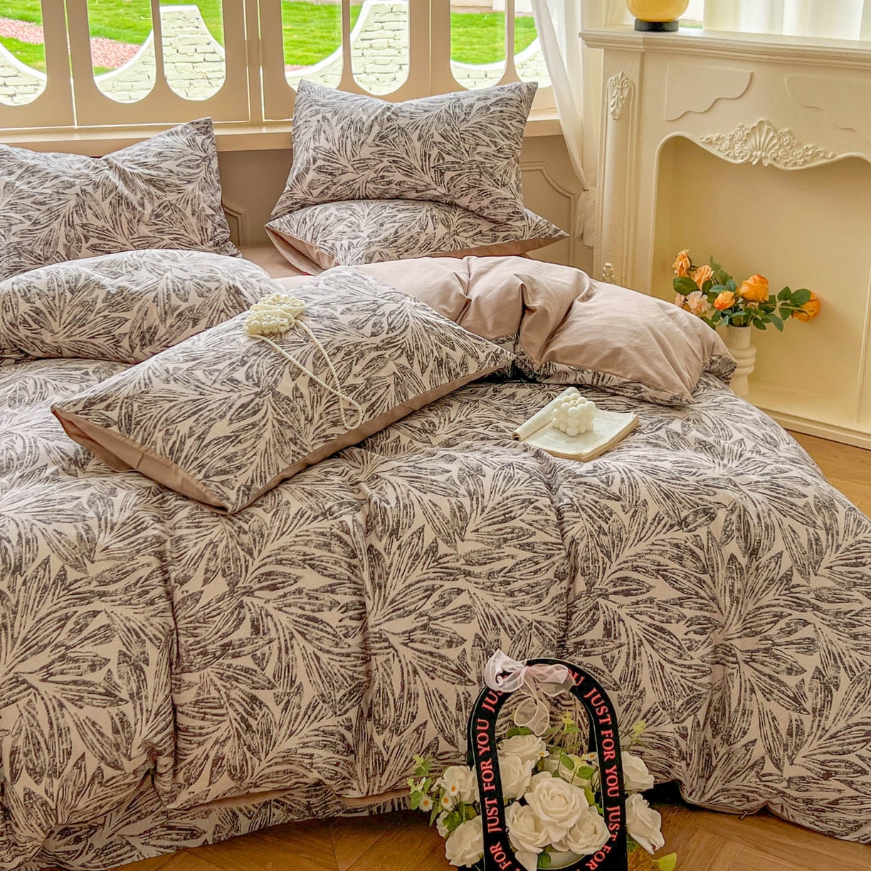 91家纺网 家纺一手货源 找家纺 田野 2025新款全棉13360加厚磨毛印花四件套 雅琪-卡其