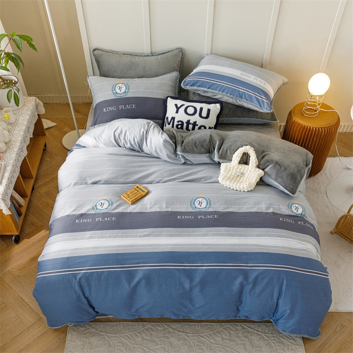 91家纺网 家纺一手货源 找家纺 红粉佳人家纺 2025新款A类棉加绒印花单被套被套单件 皇家学院