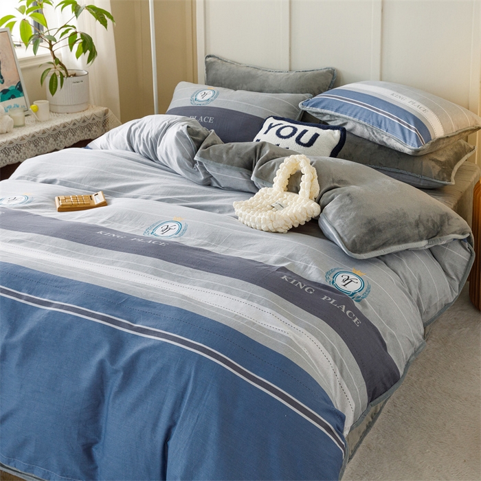 91家纺网 家纺一手货源 找家纺 红粉佳人家纺 2025新款A类棉加绒印花单被套被套单件 皇家学院