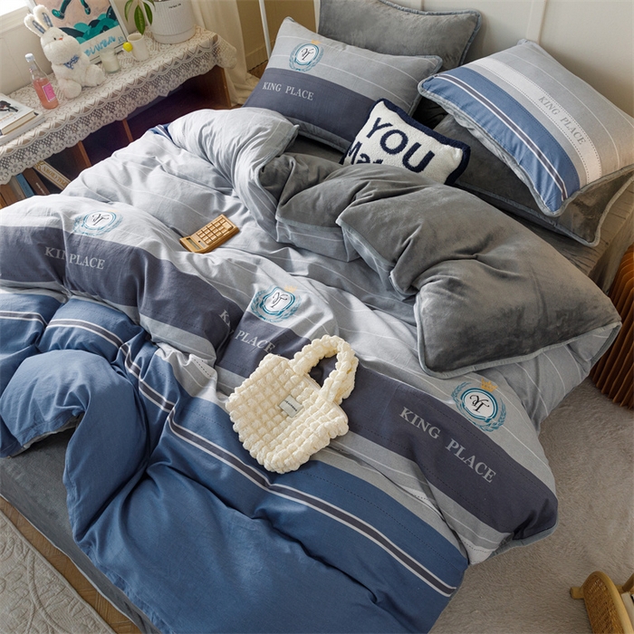 91家纺网 家纺一手货源 找家纺 红粉佳人家纺 2025新款A类棉加绒印花单被套被套单件 皇家学院