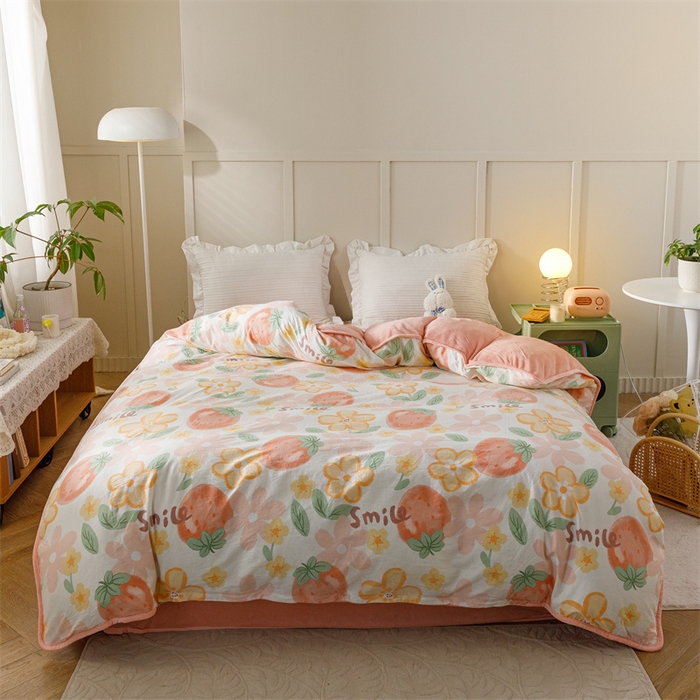 红粉佳人家纺 2025新款A类棉加绒印花单被套被套单件 卡布林