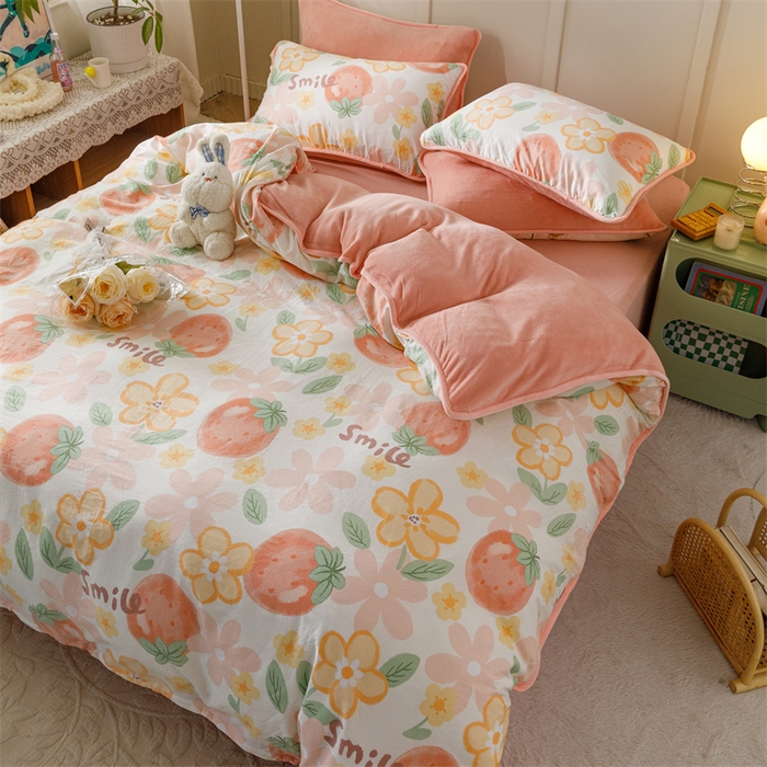 91家纺网 家纺一手货源 找家纺 红粉佳人家纺 2025新款A类棉加绒印花单被套被套单件 卡布林