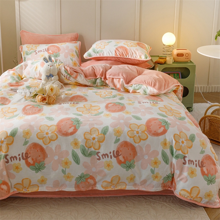 91家纺网 家纺一手货源 找家纺 红粉佳人家纺 2025新款A类棉加绒印花单被套被套单件 卡布林