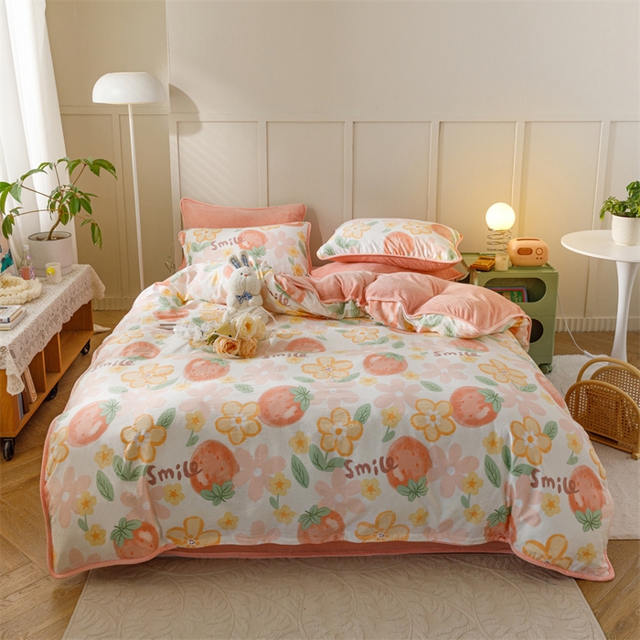 91家纺网 家纺一手货源 找家纺 红粉佳人家纺 2025新款A类棉加绒印花单被套被套单件 卡布林