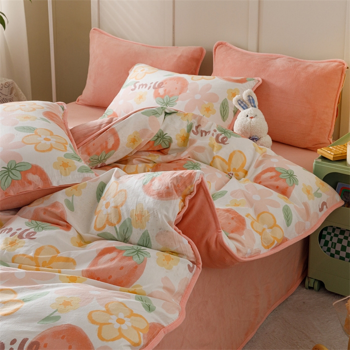 91家纺网 家纺一手货源 找家纺 红粉佳人家纺 2025新款A类棉加绒印花单被套被套单件 卡布林