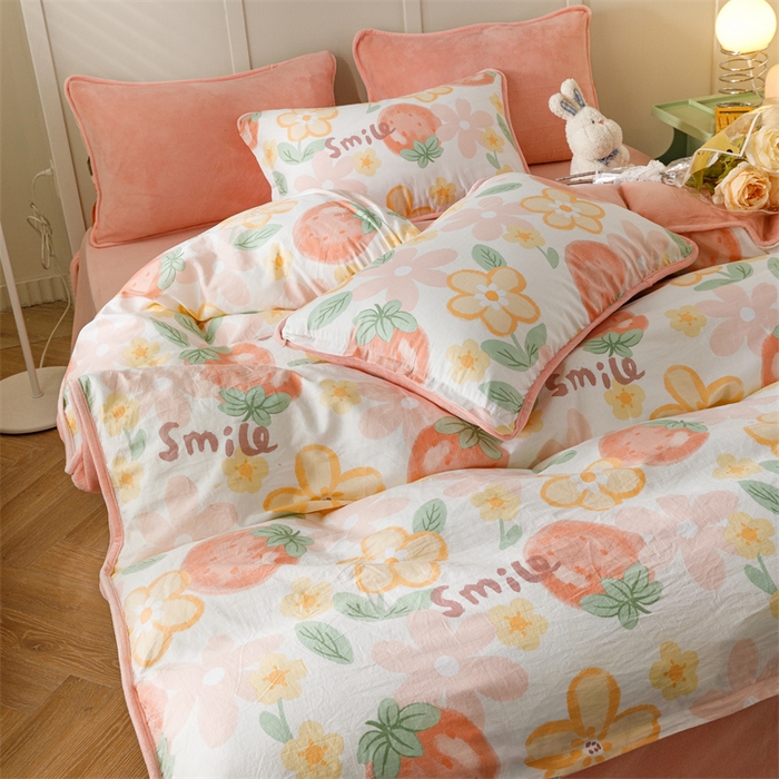 91家纺网 家纺一手货源 找家纺 红粉佳人家纺 2025新款A类棉加绒印花单被套被套单件 卡布林