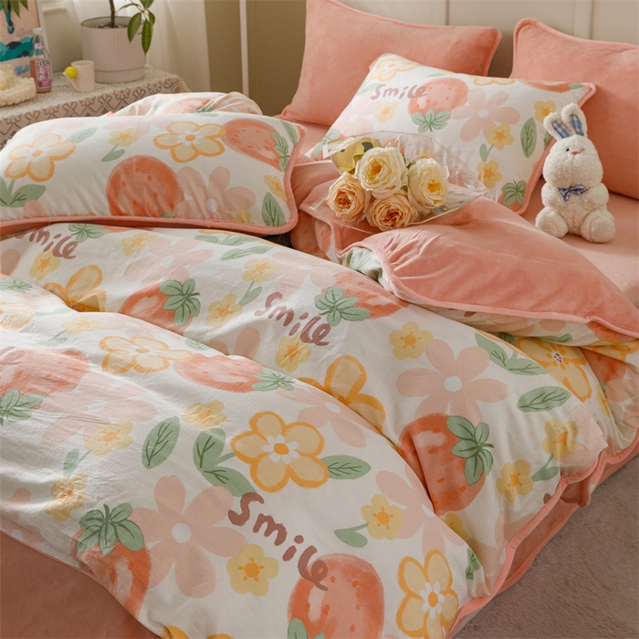 91家纺网 家纺一手货源 找家纺 红粉佳人家纺 2025新款A类棉加绒印花单被套被套单件 卡布林