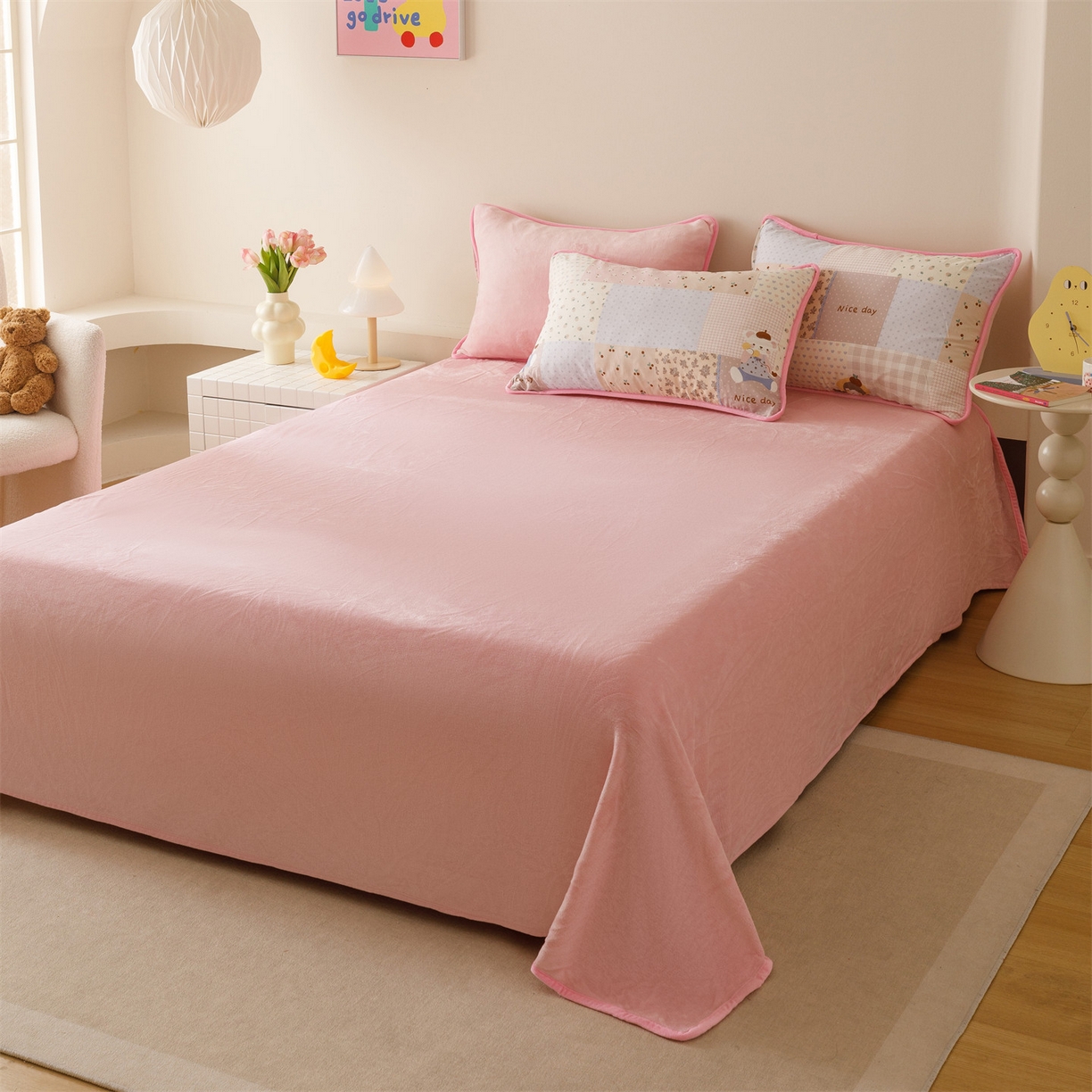 91家纺网 家纺一手货源 找家纺 红粉佳人家纺 2025新款A类棉加绒印花单被套被套单件 快乐聚会