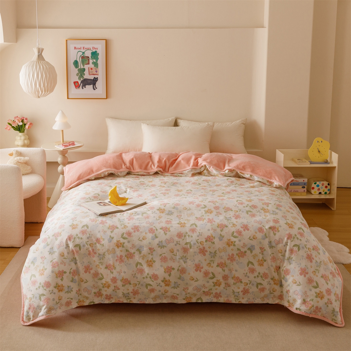 红粉佳人家纺 2025新款A类棉加绒印花单被套被套单件 满园芳华