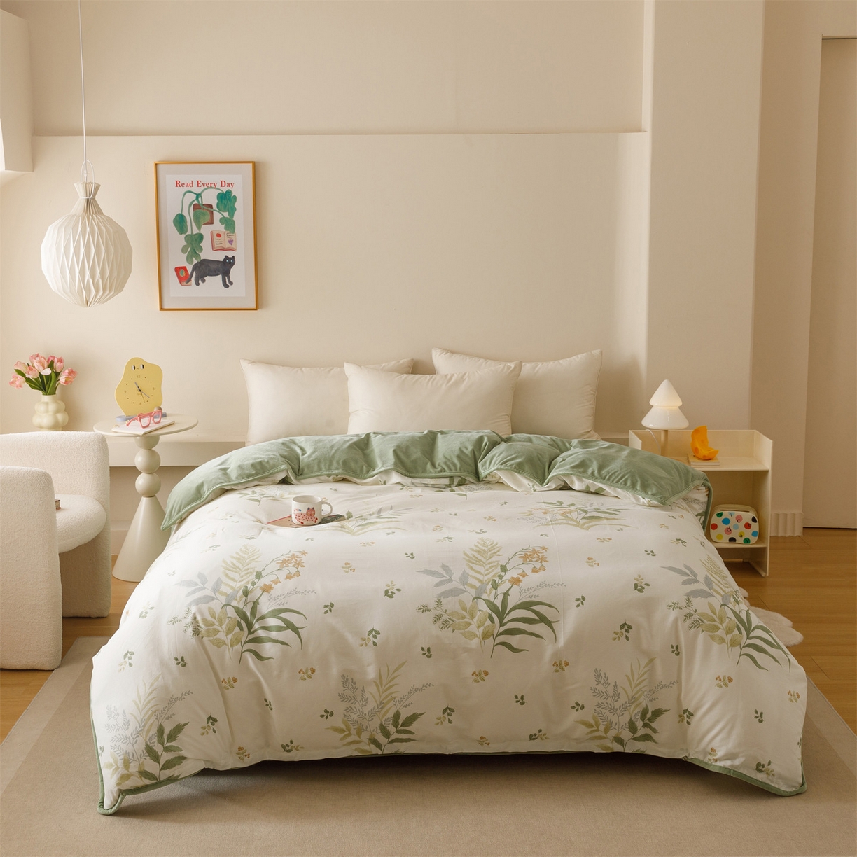 红粉佳人家纺 2025新款A类棉加绒印花单被套被套单件 蜜叶