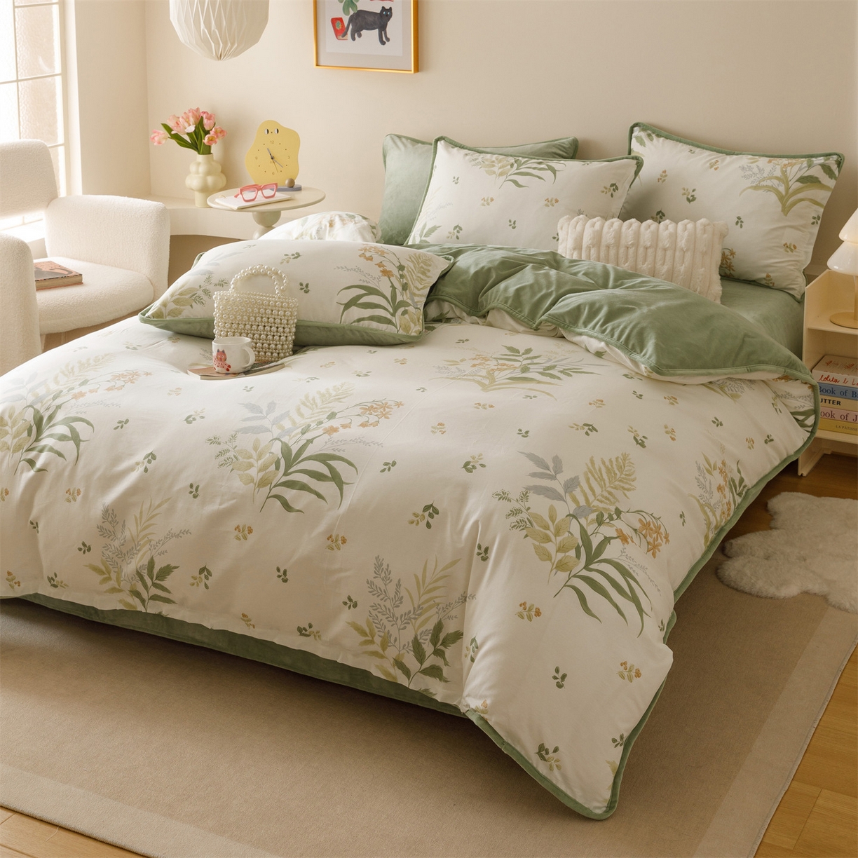 91家纺网 家纺一手货源 找家纺 红粉佳人家纺 2025新款A类棉加绒印花单被套被套单件 蜜叶