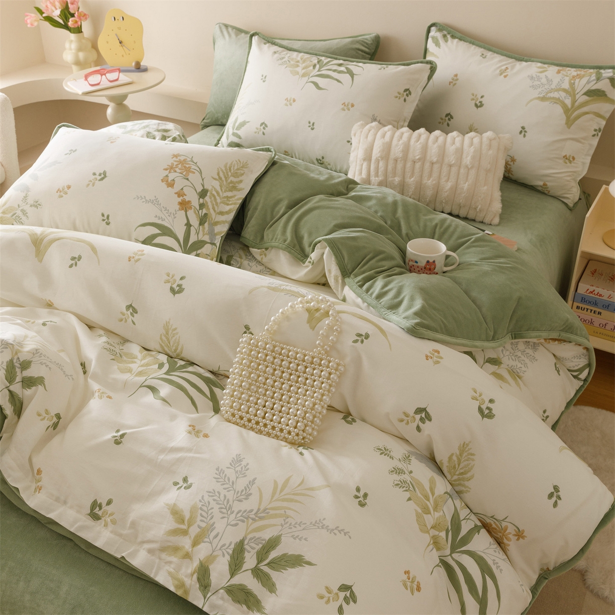 91家纺网 家纺一手货源 找家纺 红粉佳人家纺 2025新款A类棉加绒印花单被套被套单件 蜜叶