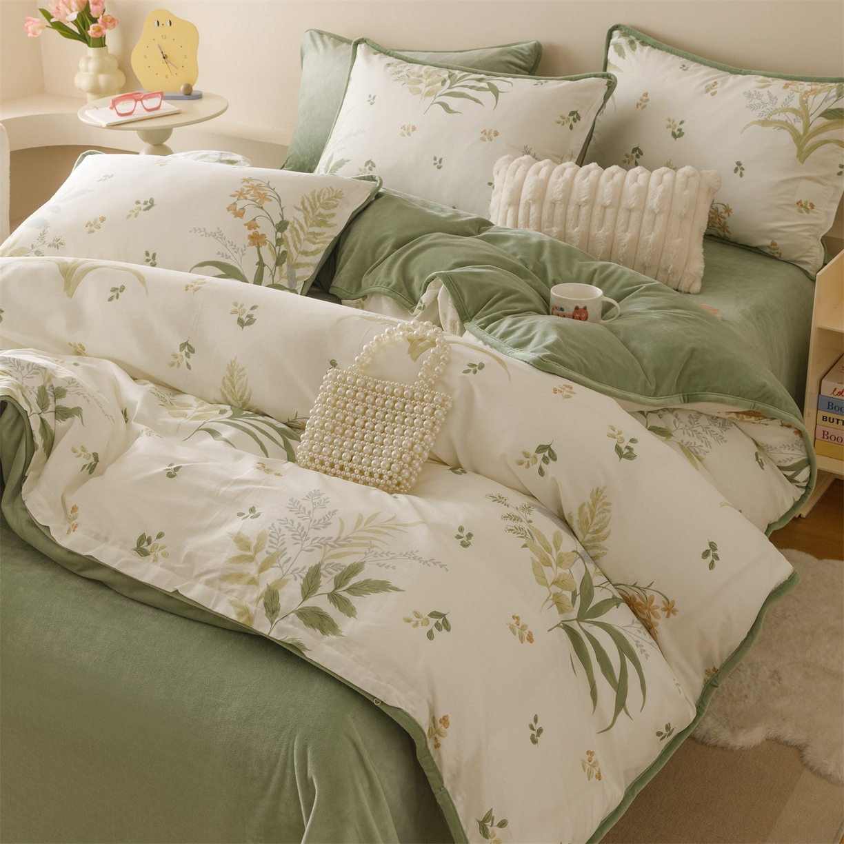 91家纺网 家纺一手货源 找家纺 红粉佳人家纺 2025新款A类棉加绒印花单被套被套单件 蜜叶