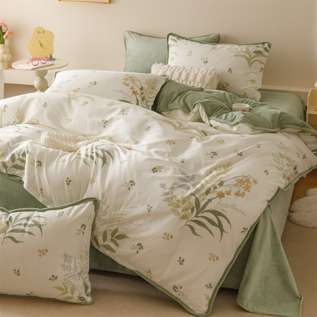 91家纺网 家纺一手货源 找家纺 红粉佳人家纺 2025新款A类棉加绒印花单被套被套单件 蜜叶