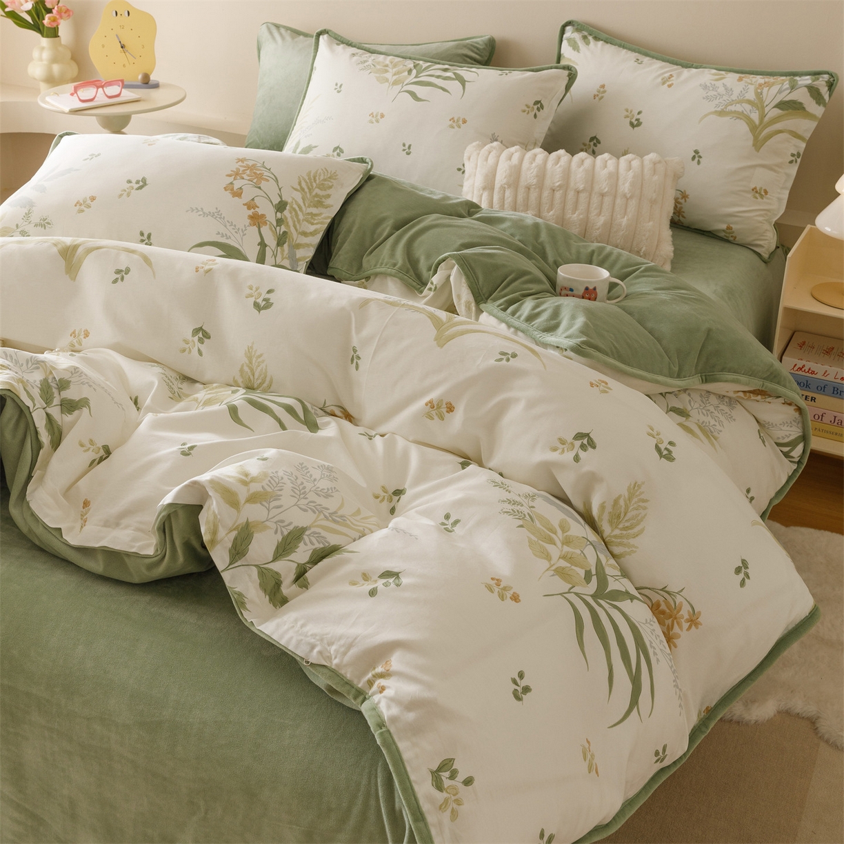 91家纺网 家纺一手货源 找家纺 红粉佳人家纺 2025新款A类棉加绒印花单被套被套单件 蜜叶