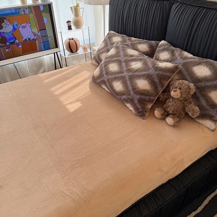 91家纺网 家纺一手货源 找家纺 HL原创 2025新款兔毛绒四件套 咖啡