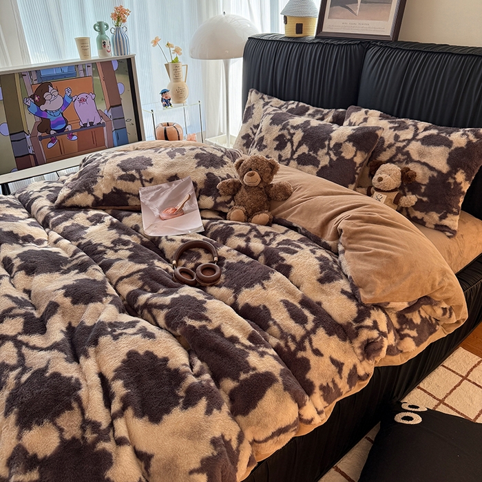 91家纺网 家纺一手货源 找家纺 HL原创 2025新款兔毛绒四件套 洛可可