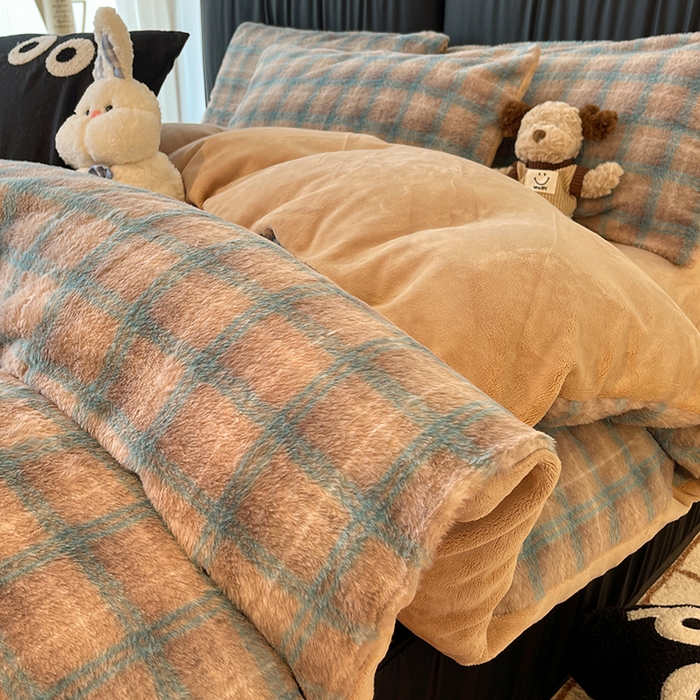 91家纺网 家纺一手货源 找家纺 HL原创 2025新款兔毛绒四件套 麦田