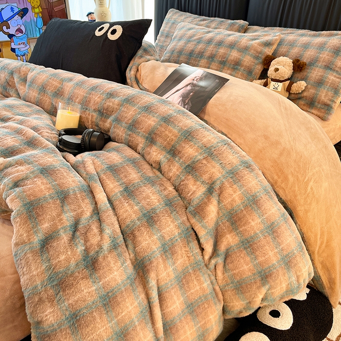 91家纺网 家纺一手货源 找家纺 HL原创 2025新款兔毛绒四件套 麦田