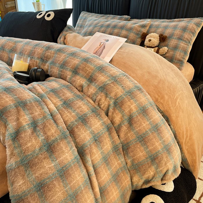 91家纺网 家纺一手货源 找家纺 HL原创 2025新款兔毛绒四件套 麦田