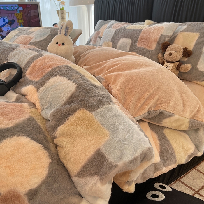 91家纺网 家纺一手货源 找家纺 HL原创 2025新款兔毛绒四件套 魔方