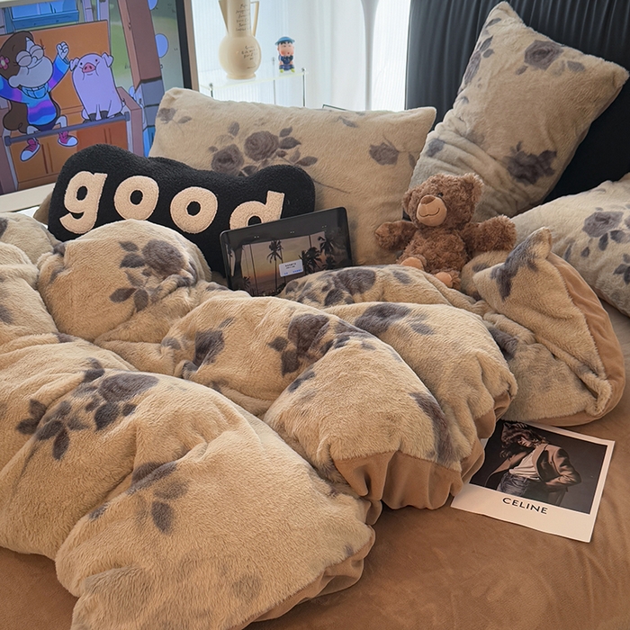 91家纺网 家纺一手货源 找家纺 HL原创 2025新款兔毛绒四件套 陌颜