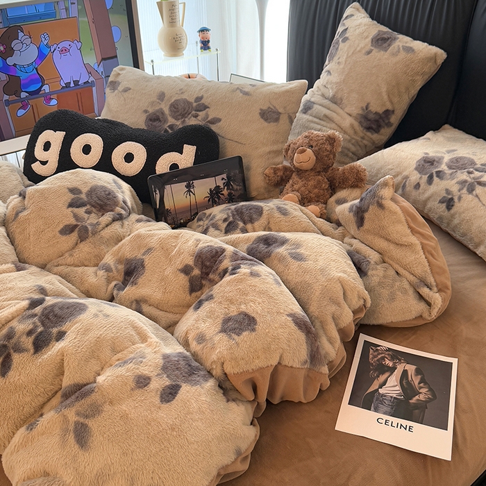 91家纺网 家纺一手货源 找家纺 HL原创 2025新款兔毛绒四件套 陌颜