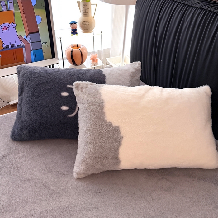 91家纺网 家纺一手货源 找家纺 HL原创 2025新款兔毛绒四件套 墨蓝