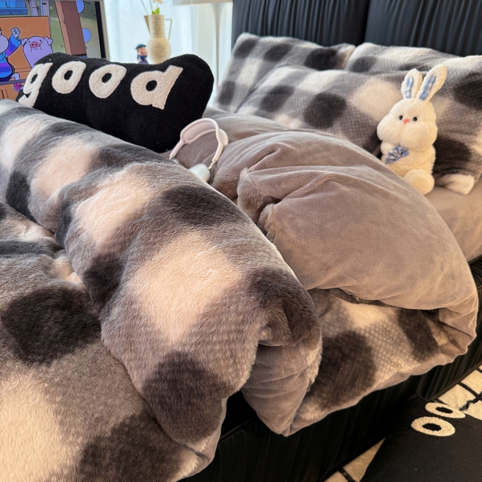 91家纺网 家纺一手货源 找家纺 HL原创 2025新款兔毛绒四件套 绅士