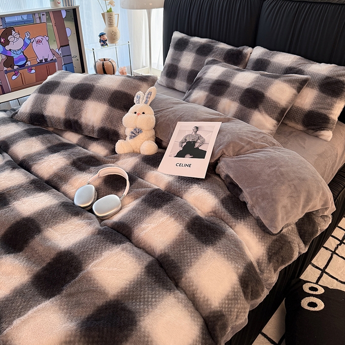 91家纺网 家纺一手货源 找家纺 HL原创 2025新款兔毛绒四件套 绅士