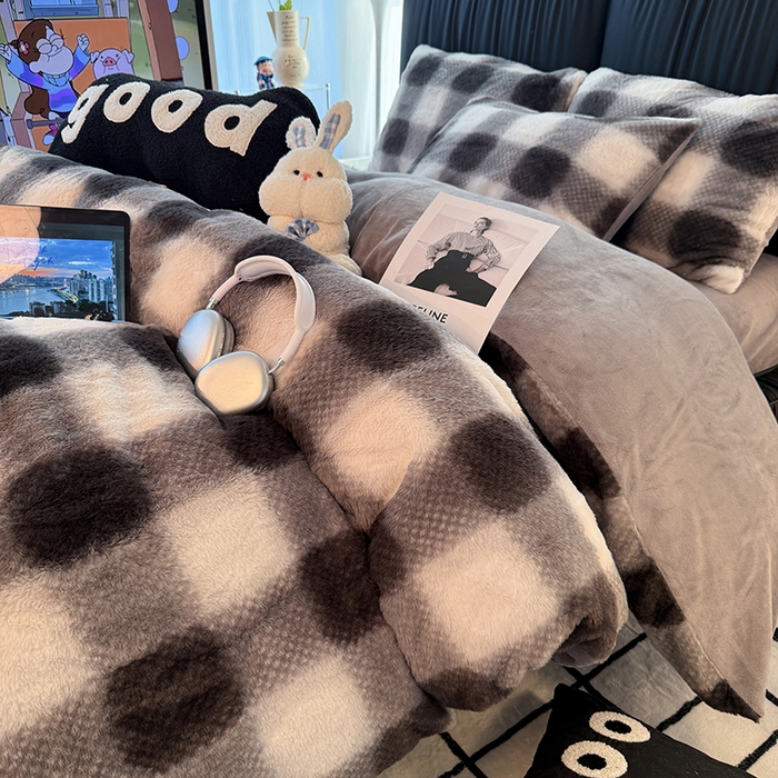 91家纺网 家纺一手货源 找家纺 HL原创 2025新款兔毛绒四件套 绅士