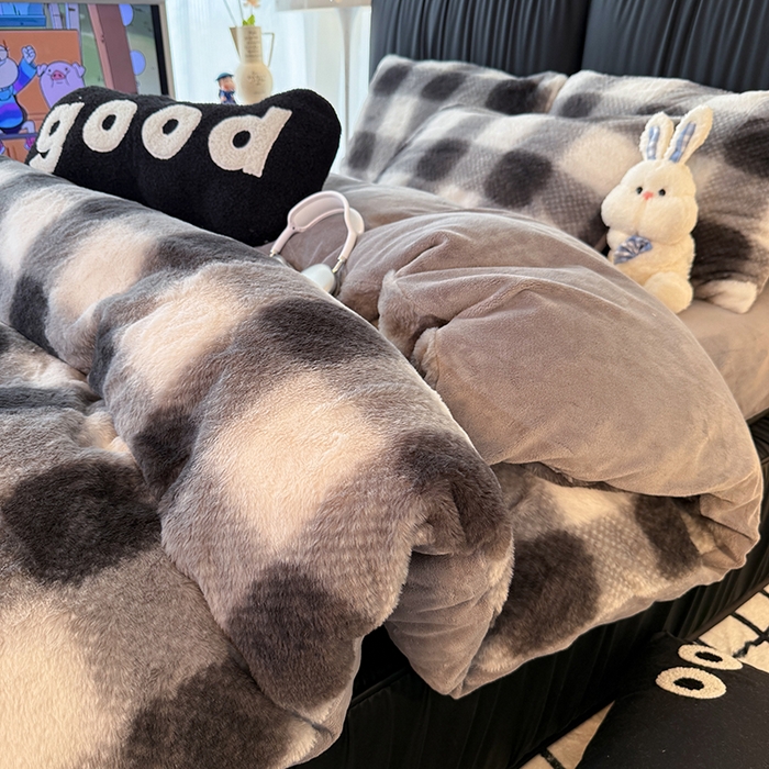 91家纺网 家纺一手货源 找家纺 HL原创 2025新款兔毛绒四件套 绅士