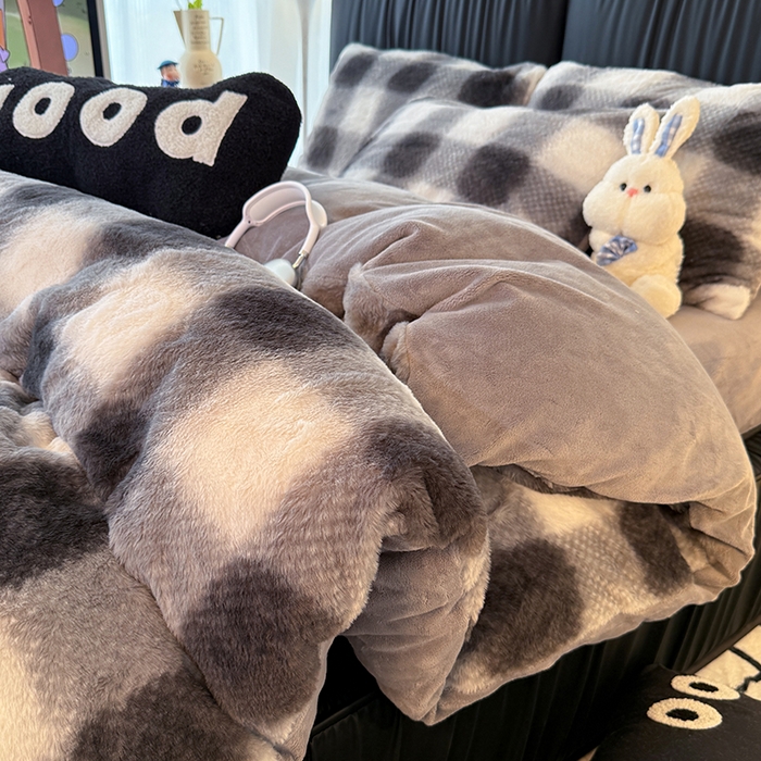 91家纺网 家纺一手货源 找家纺 HL原创 2025新款兔毛绒四件套 绅士