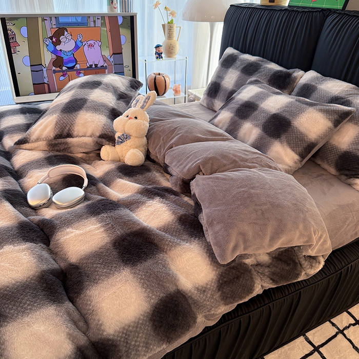 91家纺网 家纺一手货源 找家纺 HL原创 2025新款兔毛绒四件套 绅士