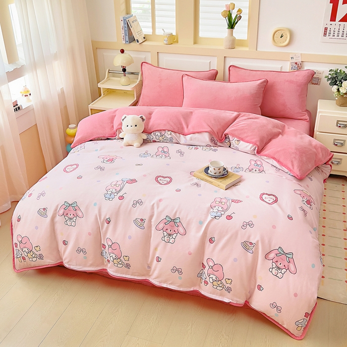 91家纺网 家纺一手货源 找家纺 （总）琪琪阁家纺 2025秋冬新款全棉加牛奶绒单被套棉加绒被套