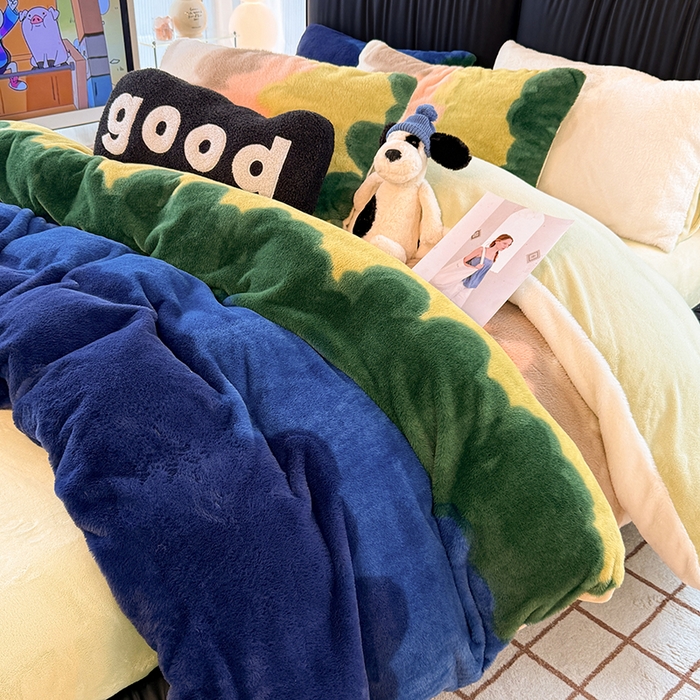 91家纺网 家纺一手货源 找家纺 HL原创 2025新款兔毛绒四件套 晚霞