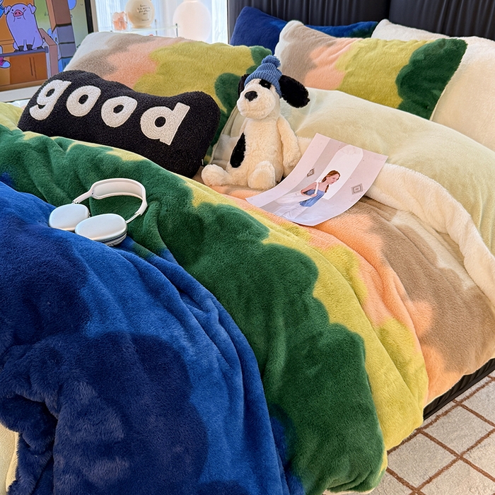 91家纺网 家纺一手货源 找家纺 HL原创 2025新款兔毛绒四件套 晚霞