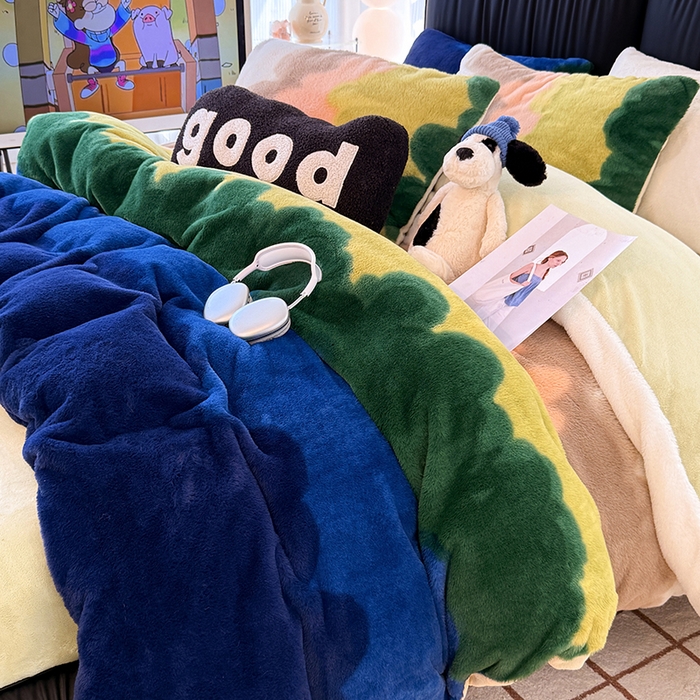 91家纺网 家纺一手货源 找家纺 HL原创 2025新款兔毛绒四件套 晚霞