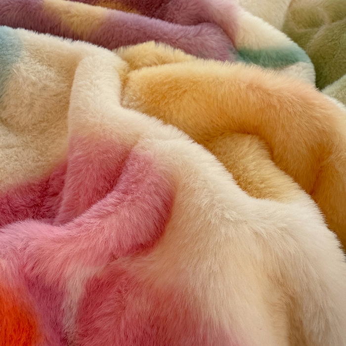 91家纺网 家纺一手货源 找家纺 HL原创 2025新款兔毛绒四件套 五彩缤纷