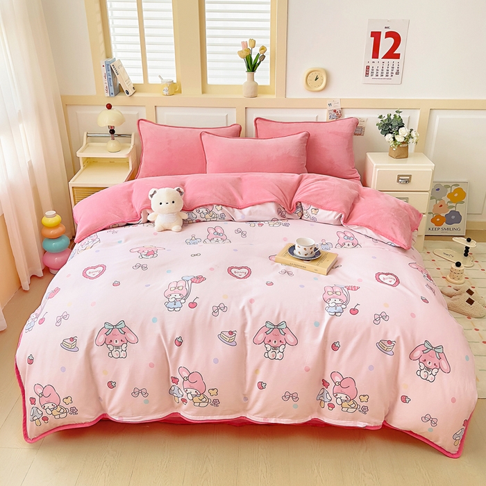 91家纺网 家纺一手货源 找家纺 （总）琪琪阁家纺 2025秋冬新款全棉加牛奶绒单被套棉加绒被套