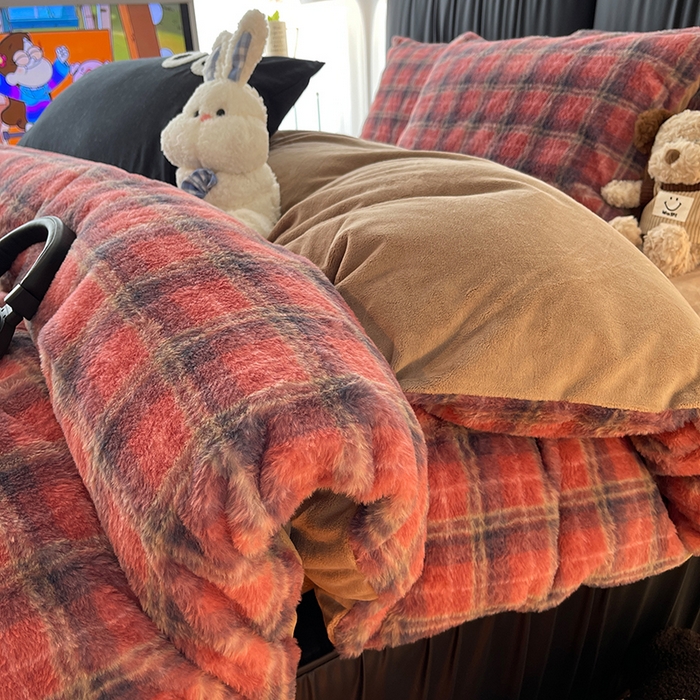 91家纺网 家纺一手货源 找家纺 HL原创 2025新款兔毛绒四件套 喜乐