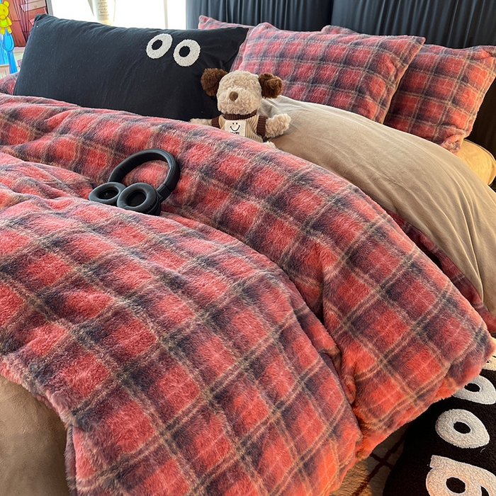 91家纺网 家纺一手货源 找家纺 HL原创 2025新款兔毛绒四件套 喜乐