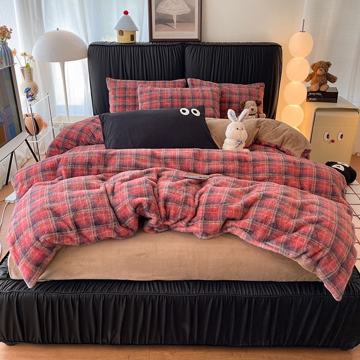 91家纺网 家纺一手货源 找家纺 HL原创 2025新款兔毛绒四件套 喜乐