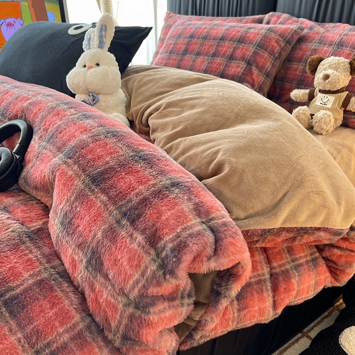 91家纺网 家纺一手货源 找家纺 HL原创 2025新款兔毛绒四件套 喜乐