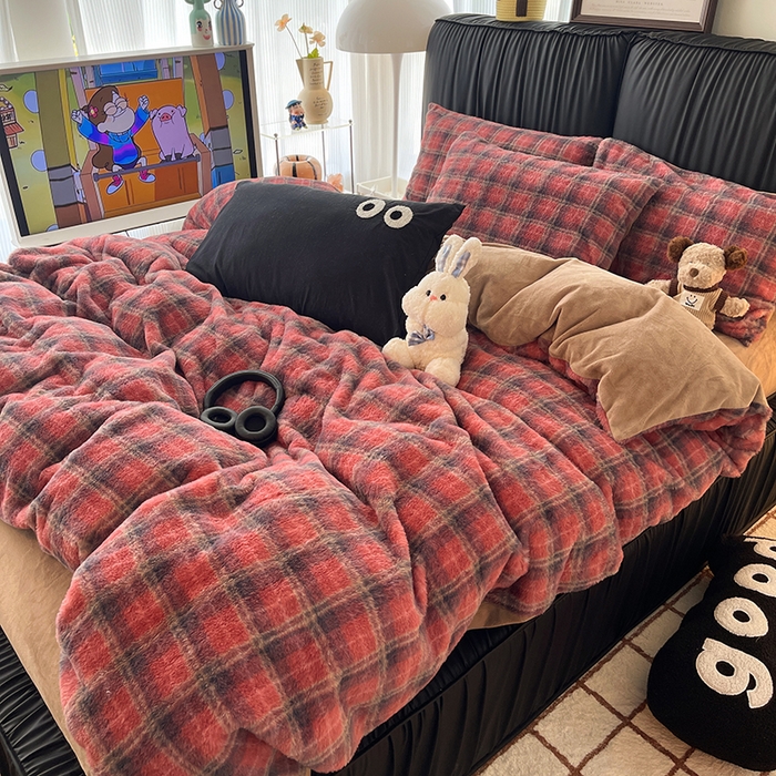 91家纺网 家纺一手货源 找家纺 HL原创 2025新款兔毛绒四件套 喜乐