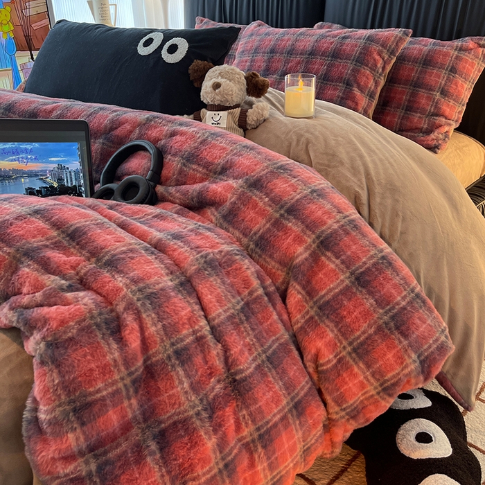 91家纺网 家纺一手货源 找家纺 HL原创 2025新款兔毛绒四件套 喜乐