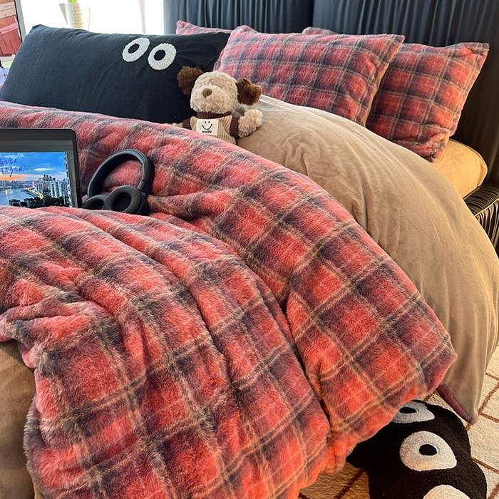 91家纺网 家纺一手货源 找家纺 HL原创 2025新款兔毛绒四件套 喜乐