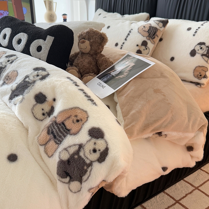 HL原创 2025新款兔毛绒四件套 小萌物